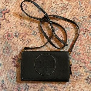Tory Burch Elegant Black Leather Crossbody Bag